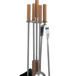 Viadurini Fire Design Kaminbesteck-Werkzeughalter mit 4 Zubehörteilen aus Metall oder Stahl, hergestellt in Italien – Papaya