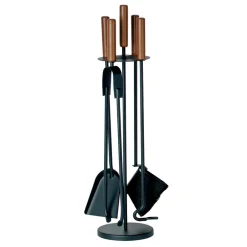 Viadurini Fire Design Kaminbesteck-Werkzeughalter mit 4 Zubehörteilen und Metallstruktur, hergestellt in Italien – Papaya