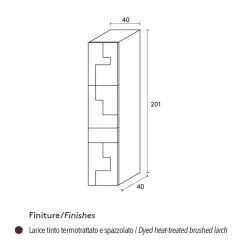 Viadurini Living Anrichte-Wertvoller Hochschrank aus Thermoholz n Lärche 3 Türen und 1 Schublade