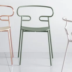 Viadurini Living Moderne Stühle-Wertvoller stapelbarer Stuhl aus Metall und Esche Made in Italy, 2 Stück - Trosa