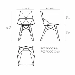 Vondom Design Stühle-Wohn- oder Küchenstühle aus Polypropylen und Holz - Faz Wood von