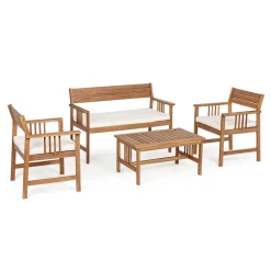 Viadurini in the Garden Garten Lounge Set-Wohnzimmer 4 Garten Holzzubehör Elegantes Design für den Außenbereich - Roxen