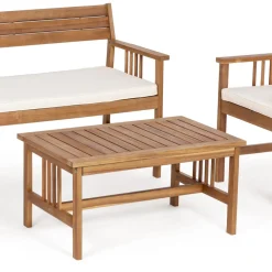 Viadurini in the Garden Garten Lounge Set-Wohnzimmer 4 Garten Holzzubehör Elegantes Design für den Außenbereich - Roxen