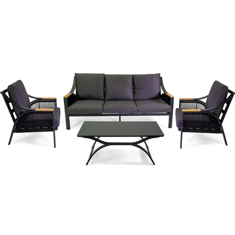 Viadurini in the Garden Garten Lounge Set-Wohnzimmer aus Aluminium mit Armlehnen aus brasilianischem Teakholz - Tagebuch