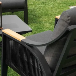 Viadurini in the Garden Garten Lounge Set-Wohnzimmer aus Aluminium mit Armlehnen aus brasilianischem Teakholz - Tagebuch