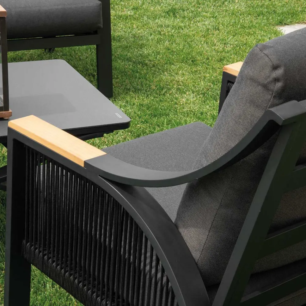 Viadurini in the Garden Garten Lounge Set-Wohnzimmer aus Aluminium mit Armlehnen aus brasilianischem Teakholz - Tagebuch