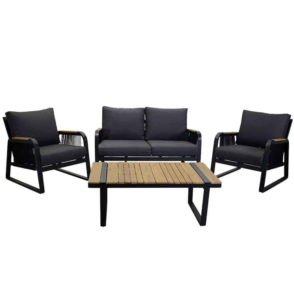 Viadurini in the Garden Garten Lounge Set-Wohnzimmer aus Aluminium mit Details aus brasilianischem Teakholz - Tagebuch