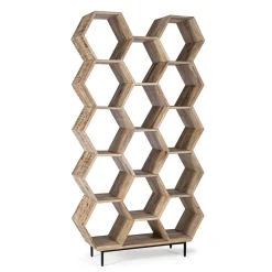 Viadurini Living Moderne Design Bücherregale-Wohnzimmer Bücherregal im Mangoholz Wabendesign - Carida