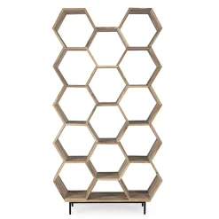 Viadurini Living Moderne Design Bücherregale-Wohnzimmer Bücherregal im Mangoholz Wabendesign - Carida