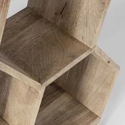 Viadurini Living Moderne Design Bücherregale-Wohnzimmer Bücherregal im Mangoholz Wabendesign - Carida