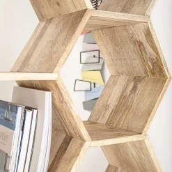 Viadurini Living Moderne Design Bücherregale-Wohnzimmer Bücherregal im Mangoholz Wabendesign - Carida