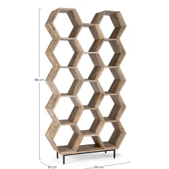 Viadurini Living Moderne Design Bücherregale-Wohnzimmer Bücherregal im Mangoholz Wabendesign - Carida