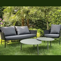 Viadurini in the Garden Garten Lounge Set-Wohnzimmer bestehend aus Sofa, Sesseln und 2 Couchtischen aus Aluminium - Yuma