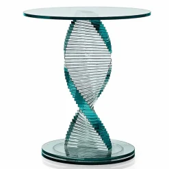 Viadurini Living Moderne Couchtische-Wohnzimmer Couchtisch aus transparentem Spiralglas und drehbarer Basis - Spirulo