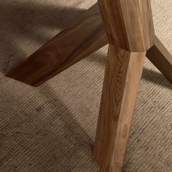 Viadurini Living Esstische-Wohnzimmer Esstisch Glasplatte und Holzbeine - Botanical