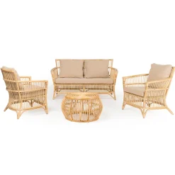 Viadurini in the Garden Garten Lounge Set-Wohnzimmer im Freien aus natürlichem Rattan mit Kissen – Bellaria