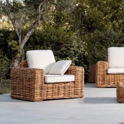 Viadurini in the Garden Garten Lounge Set-Wohnzimmer im Freien aus natürlichem Rattan, inklusive Kissen, – Keira