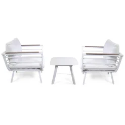 Viadurini in the Garden Garten Lounge Set-Wohnzimmer im Freien, bestehend aus 2 Sesseln und 1 Aluminiumtisch - Righello