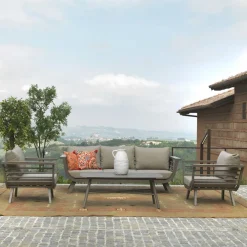 Viadurini in the Garden Garten Lounge Set-Wohnzimmer im Freien, bestehend aus 1 3-Sitzer-Sofa, 2 Sesseln und 1 Couchtisch - Righello