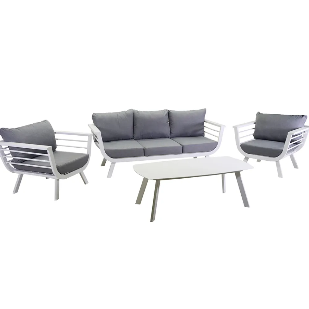Viadurini in the Garden Garten Lounge Set-Wohnzimmer im Freien, bestehend aus 1 3-Sitzer-Sofa, 2 Sesseln und 1 Couchtisch - Righello
