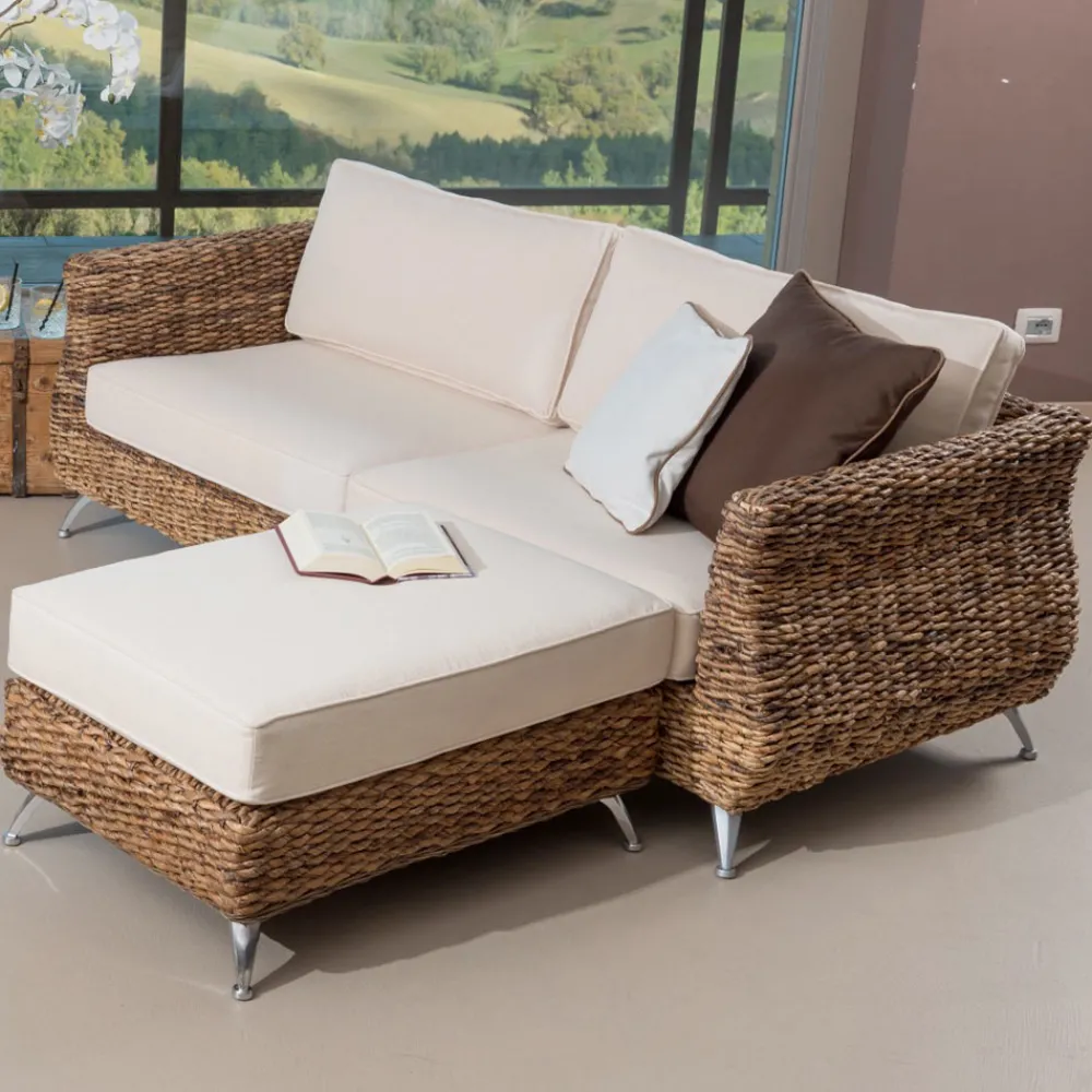 Viadurini in the Garden Garten Lounge Set-Wohnzimmer im Freien in Bananenweberei mit Kissen - Legolas