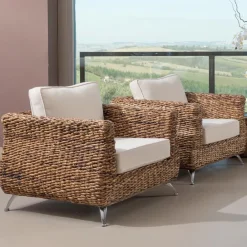 Viadurini in the Garden Garten Lounge Set-Wohnzimmer im Freien in Bananenweberei mit Kissen - Legolas