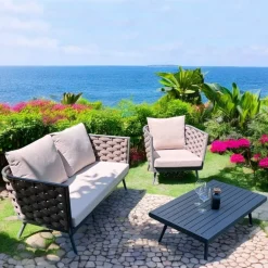 Viadurini in the Garden Garten Lounge Set-Wohnzimmer im Freien mit Sofa, Sessel und rechteckigem Couchtisch - Dandelium