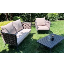 Viadurini in the Garden Garten Lounge Set-Wohnzimmer im Freien mit Sofa, Sessel und rechteckigem Couchtisch - Dandelium