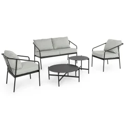 Viadurini in the Garden Garten Lounge Set-Wohnzimmer im Freien mit 1 Sofa, 2 Sesseln und 2 Stahltischen - Prefer