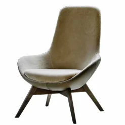 Viadurini Living Moderne Sessel-Wohnzimmer Sessel aus Leder und Stoff mit Holzsockel Made in Italy - Ama