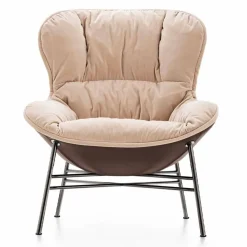 Viadurini Living Moderne Sessel-Wohnzimmer Sessel aus Leder und Stoff mit verchromter Basis Made in Italy - Litchi