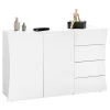 Viadurini Living Sideboards-Wohnzimmer Sideboard 2 Türen 4 Schubladen aus gewölbtem Holz glänzend weiß - Sabine