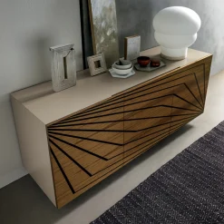 Viadurini Living Sideboards-Wohnzimmer Sideboard aus lackiertem Mdf 3 Türen mit Siebdruck Intarsien - Saronno