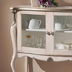 Viadurini Classic Vitrinen-Wohnzimmer Vitrine 2 Türen in Nussbaum oder weißem Holz Made in Italy - London