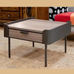 Viadurini Living Moderne Couchtische-Wohnzimmer-Couchtisch aus Tannenholz und Grauguss mit 2 Schubladen - Cooper