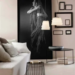 Viadurini Lighting Designer Pendelleuchten-Wohnzimmer-Hängelampe aus weißem Satinglas 3 Dimensionen - weich