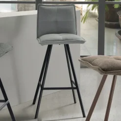 Viadurini Living Küchenhocker-Wohnzimmerhocker aus gepolstertem Stoff und Metall 2 Stück - Ortensy