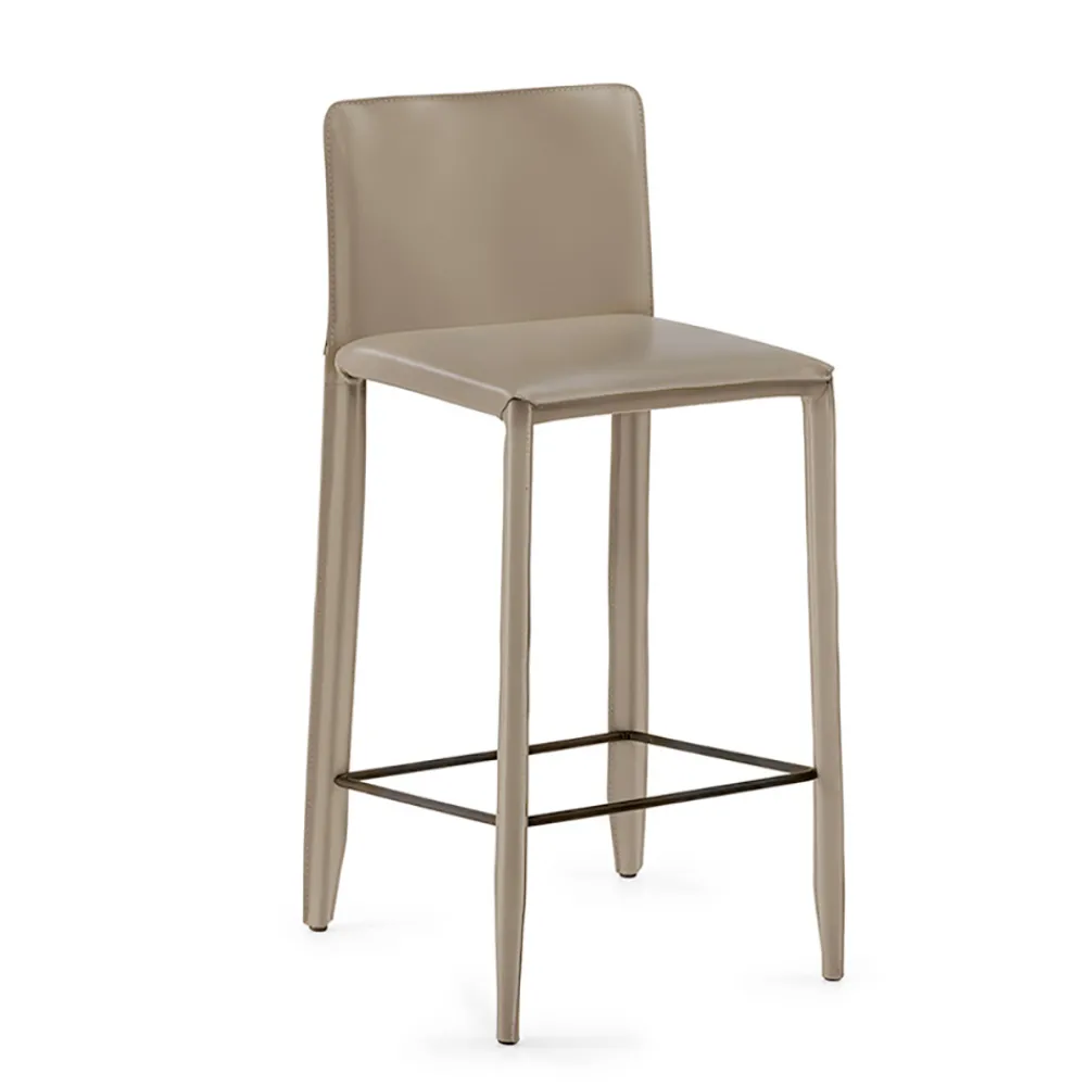 Viadurini Living Küchenhocker-Wohnzimmerhocker mit Lederbezug, hergestellt in Italien – Faro