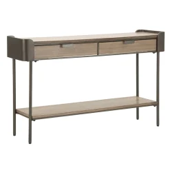 Viadurini Living Konsolentisch Flur-Wohnzimmerkonsole aus Tannenholz und Grauguss mit 2 Schubladen - Cooper
