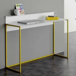 Viadurini Living Konsolentisch Flur-Wohnzimmerkonsole aus weißem Kristall mit Metallbasis Made in Italy - Iridio