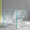 Viadurini Living Moderne Sessel-Wohnzimmersessel aus Glas und Sitz aus weißem Leder Luxus Design - Tecna