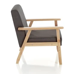 Viadurini Living Moderne Sessel-Wohnzimmersessel aus massivem Kiefernholz und dunkelgrauem Stoff - Basilicata