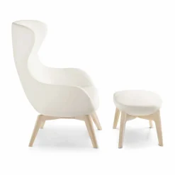 Viadurini Living Moderne Sessel-Wohnzimmersessel mit Fußstütze aus Leder und Holz Made in Italy - Butterfly