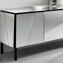 Viadurini Living Sideboards-Wohnzimmer-Sideboard aus mattschwarzem Holz und verspiegelten Gläsern, italienischer Luxus - Sienese