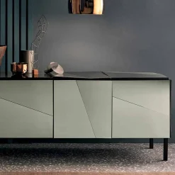 Viadurini Living Sideboards-Wohnzimmer-Sideboard aus mattschwarzem Holz und Glas, Luxus Made in Italy - Senese