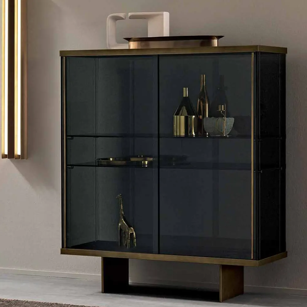 Viadurini Living Sideboards-Wohnzimmer-Sideboard aus Rauchglas und hochwertigem Marmor Made in Italy - Leonarda