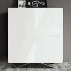 Viadurini Living Sideboards-Wohnzimmer-Sideboard mit 4 Türen in weißer Glasoptik, hergestellt in Italien – Eline