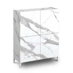 Viadurini Living Anrichte-Wohnzimmer-Sideboard mit Melamin-Marmor-Finish, hergestellt in Italien – Zink