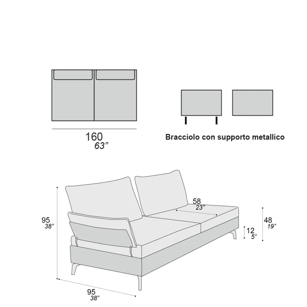 Viadurini Living Moderne Sofas-Wohnzimmersofa mit 2 Rückenlehnen und 2 beweglichen Armlehnen - Precious