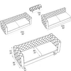 Viadurini Living Moderne Sofas-Wohnzimmersofa mit verstellbarer Kopfstütze Made in Italy - Unleashed